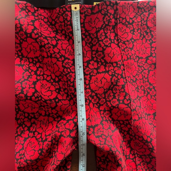 Anthropologie Maeve The Margot Kick-Flare Cropped Pants Red Floral Motif Medium - Picture 6 of 8